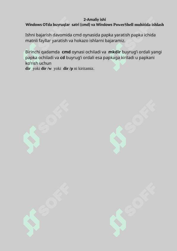 OTda buyruqlar  satri (cmd) va Windows PowerShell muhitida ishlash 2