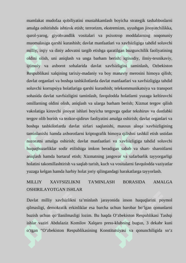 Milliy xavfsizlikni ta’minlashda amalga oshirilyotgan ishlar 7