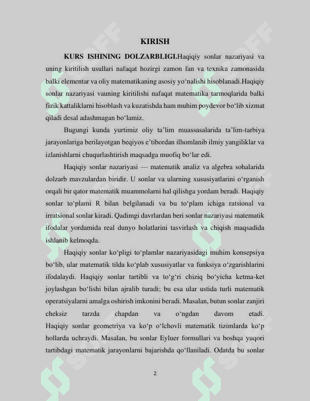 HAQIQIY SONLARNING VEYERSHTRASS VA KANTOR NAZARIYASI. HAQIQIY SONLAR NAZARIYALARINING EKVIVALENTLIGI 2