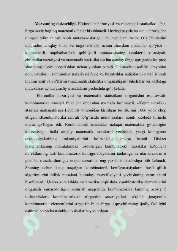 KOMBINATORIKA ELEMENTLARINI O‘QITISH METODIKASI 3