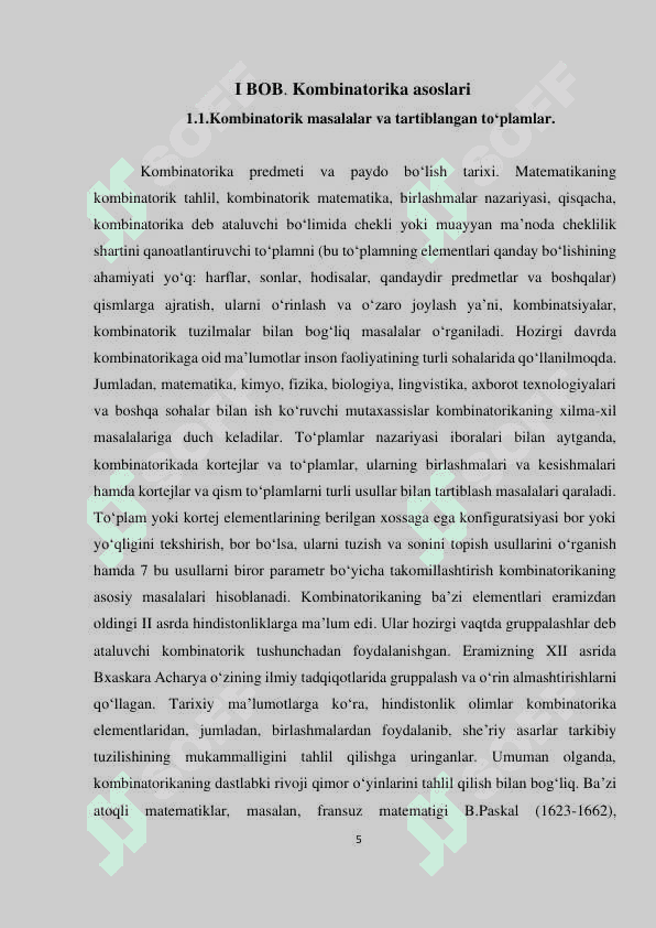 KOMBINATORIKA ELEMENTLARINI O‘QITISH METODIKASI 5