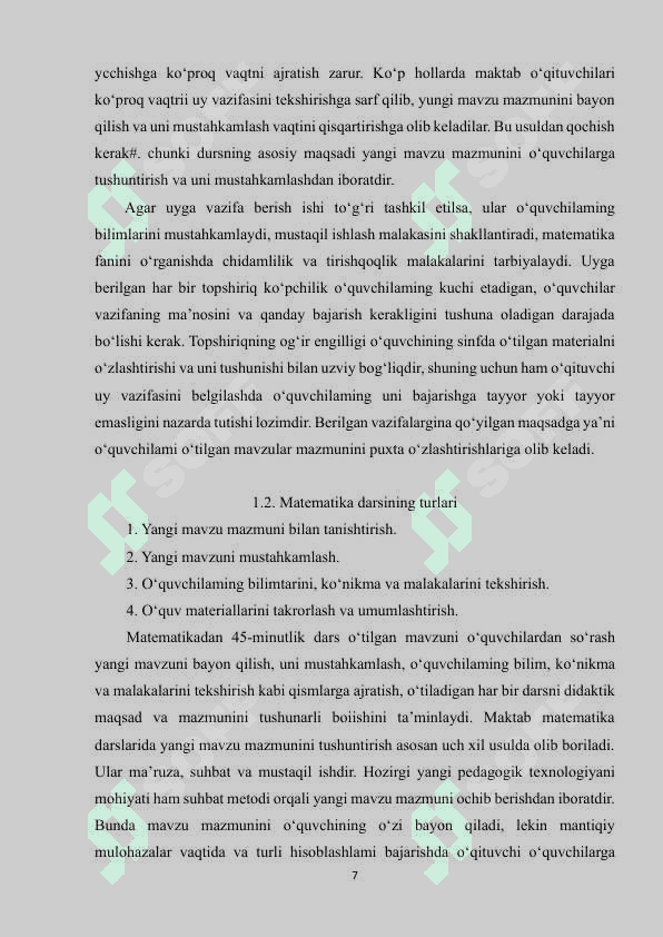 MATEMATIKA DARSLARINI TASHKIL ETISH FORMALARI 6