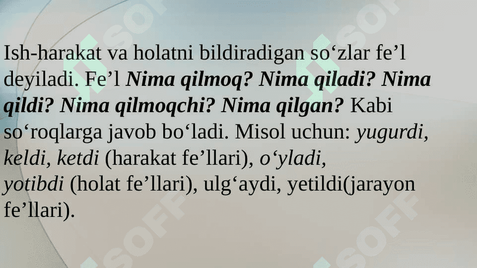 Fe`l zamonlari. Mustaqil ish 2