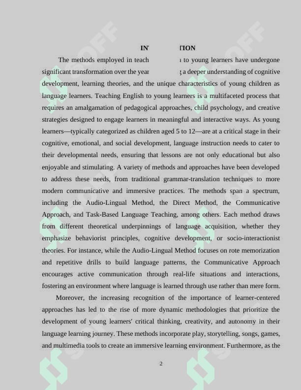 METHODS OF TEACHING ENGLISH TO YOUNG LEARNERS 2