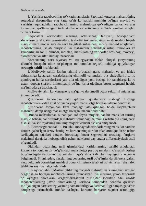 Narxlarni shakllantirish strategiyalari 2