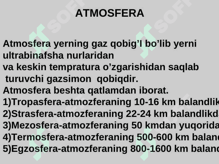 BIOSFERA  VA  UNING  TARKIBI, MODDALARNING  AYLANISHI 6