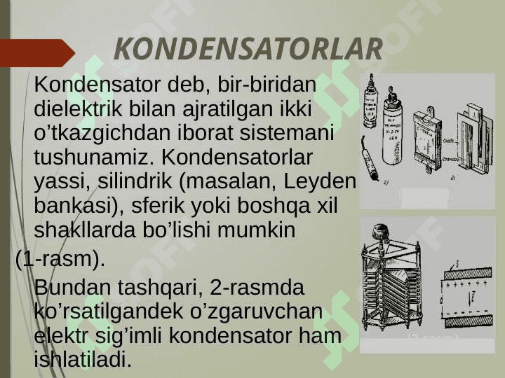 Elektr sig’imi. kondensatorlar. Kondensatorlarni ulash 3