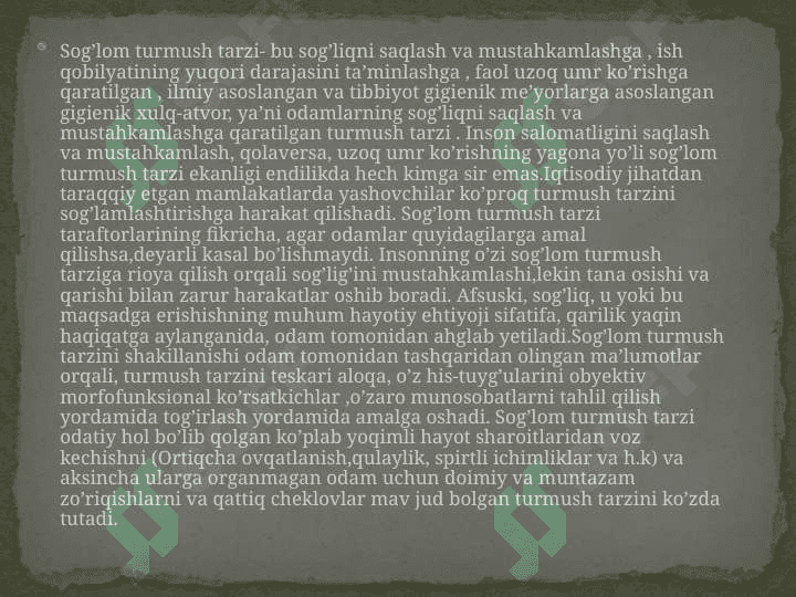 Sog’lom turmush tarzi.Kun tartibi va ahamiyati 4