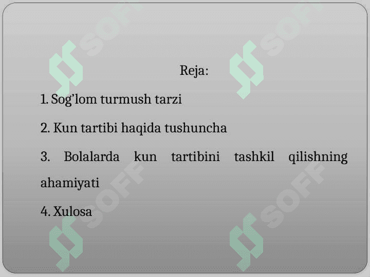 Sog’lom turmush tarzi. Kun tartibi va ahamiyati 2