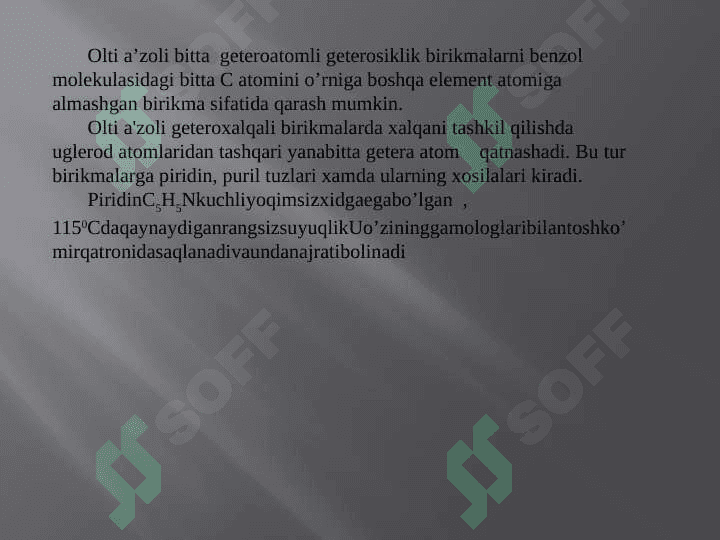 Olti a’zoli geteroxalqali birikmalar (pikolin kislota) 2