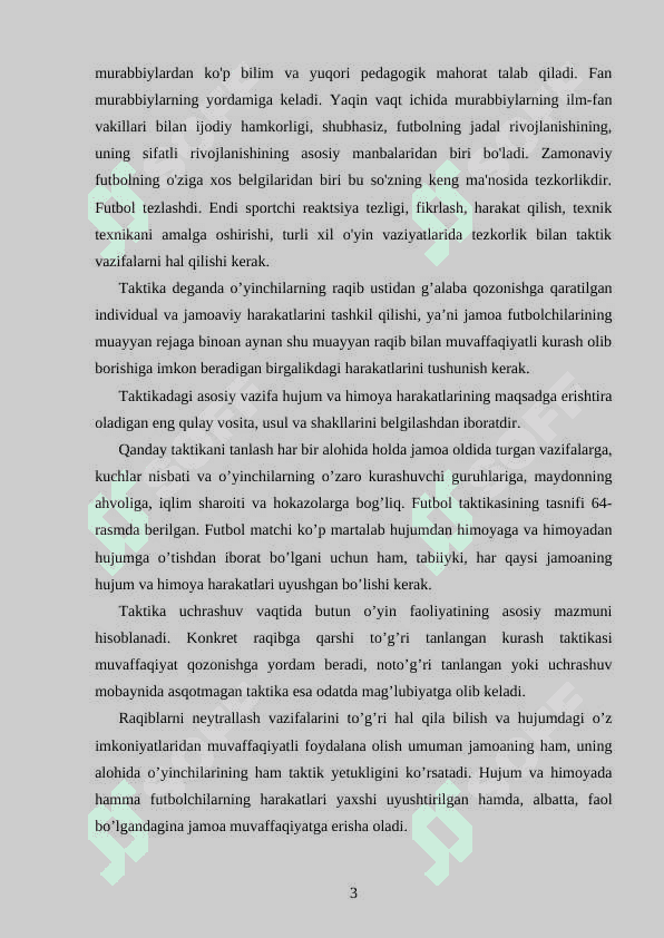 Futbol o'yinida himoyada individual harakatlanish taktikasi 3