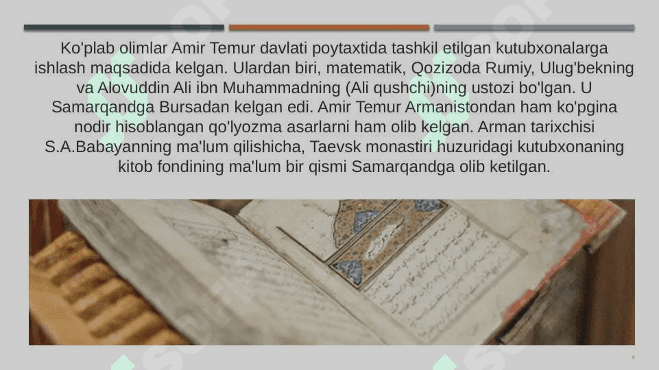 AMIR TEMUR VA TEMURIYLAR DAVRIDA KITOBAT SAN’ATI 4