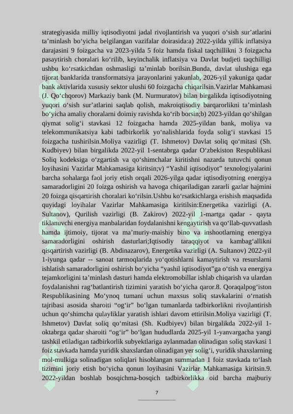 2022-2026  MO’LJALLANGAN  YANGI  TARAQQIYOT  STRATEGIYASI 7