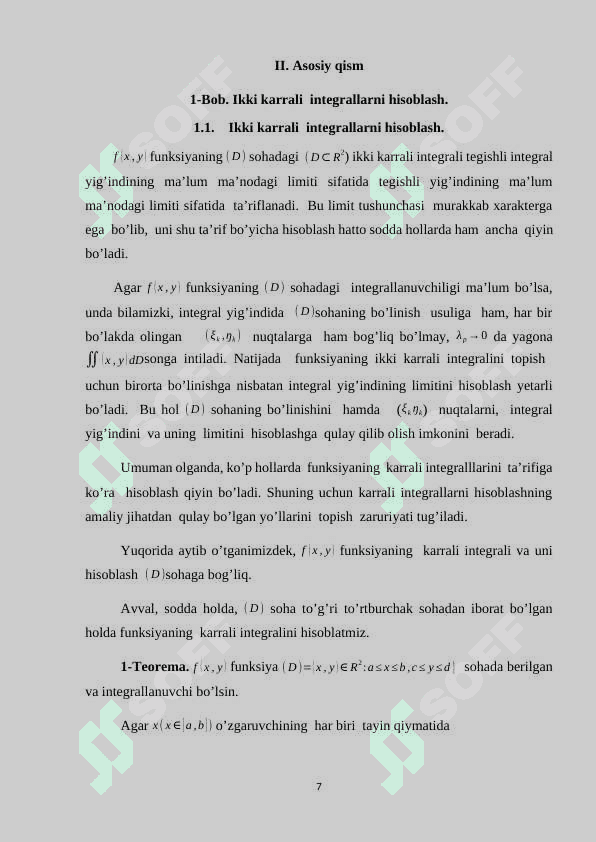 Karrali integrallarni hisoblash usullari 7