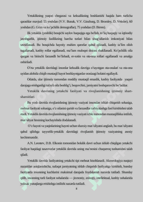 Yetuklik davri psixologiyasi 8