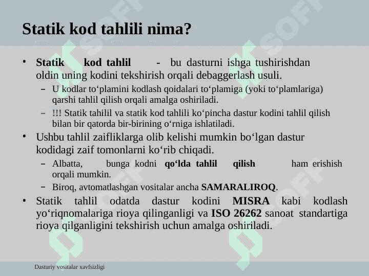 Dasturiy vositalarning statik tahlili 4
