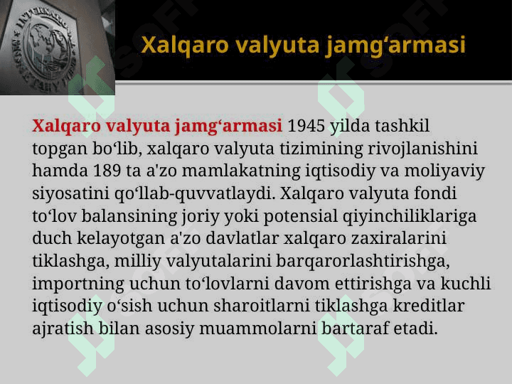 Xalqaro moliya tashkilotlari 5