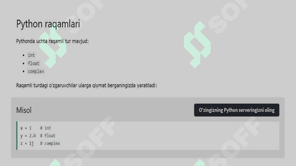 Pythonda ma'lumot turlari. Satrlar bilan ishlash. 4