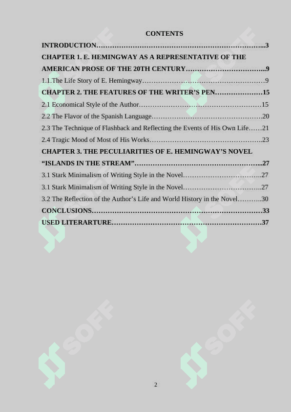 Artistic value of works by Ernest Hemingway 2