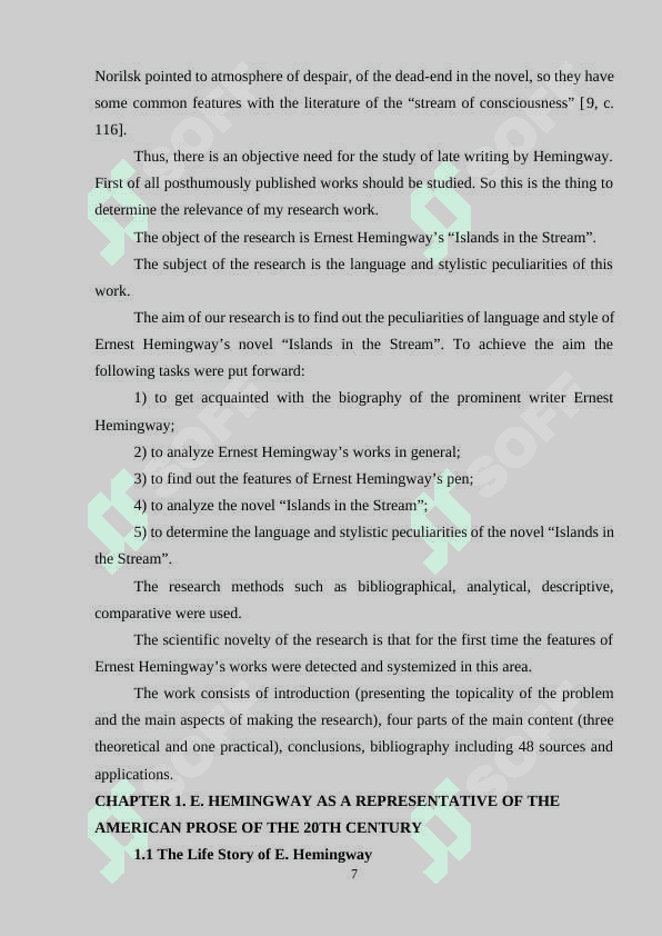 Artistic value of works by Ernest Hemingway 7