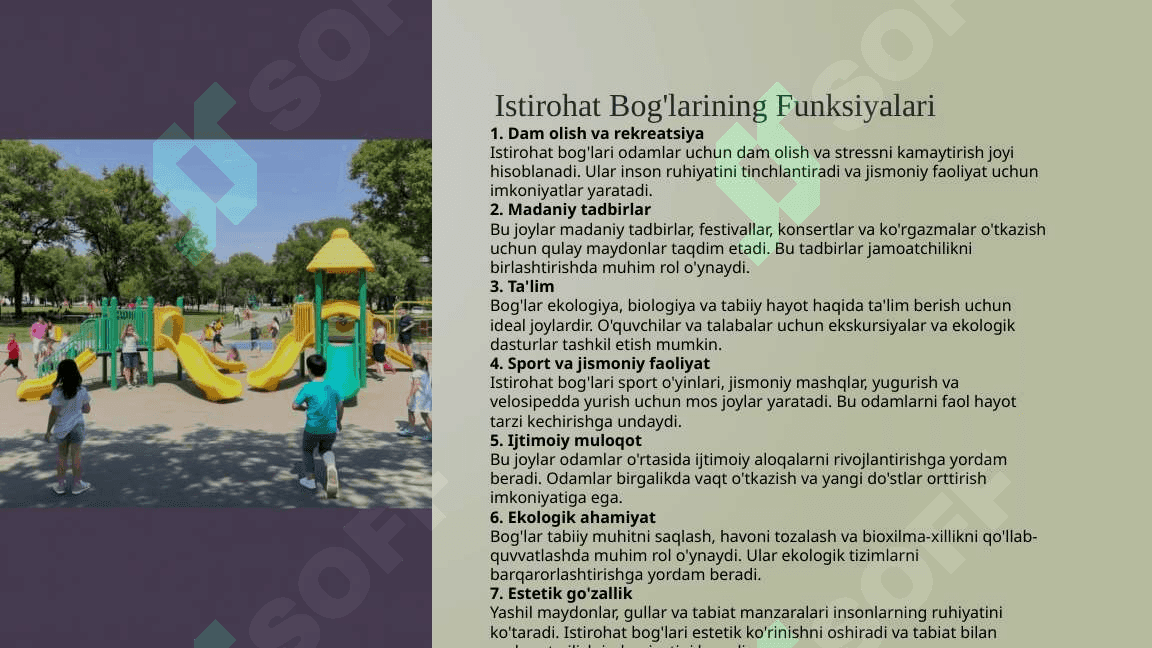 Madaniy va istirohat bog’larining funksional zonalari 3