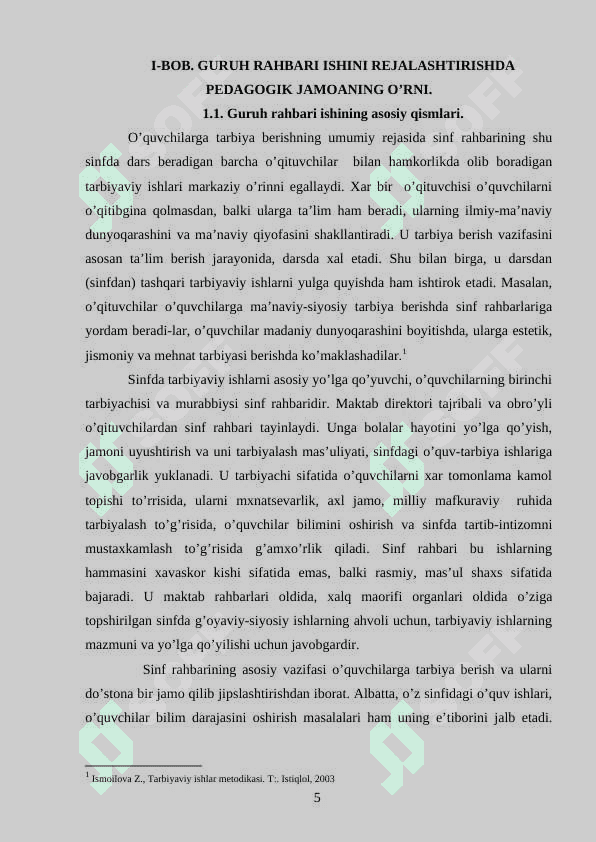 Guruh rahbarining pedagogik jamoada tutgan o’rni 5