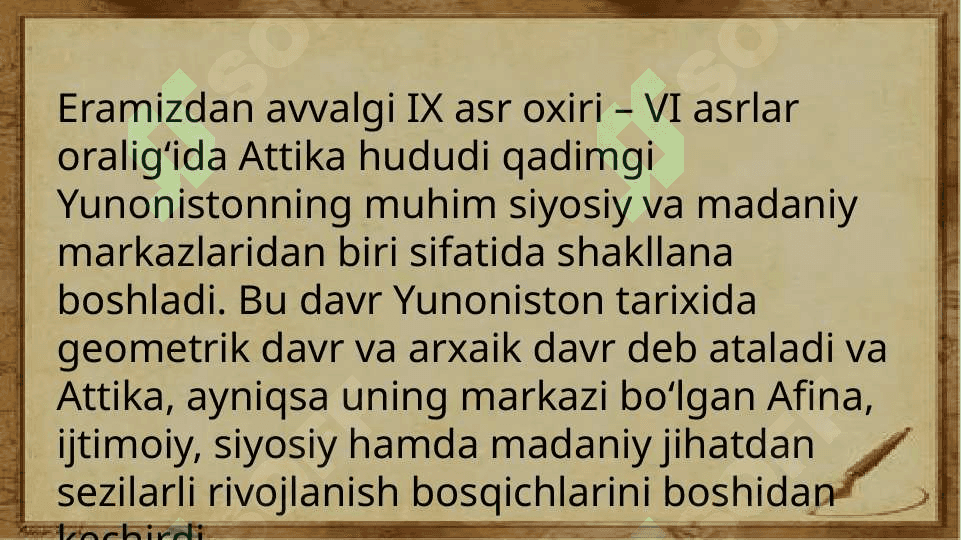 Eramizdan avvalgi IX asr oxiri –VI asrlarda Attika 3