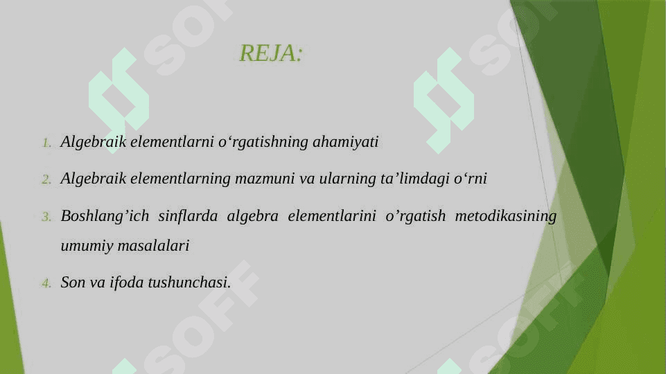 ALGEBRAIK ELEMENTLARNI O'RGATISH METODIKASI 2