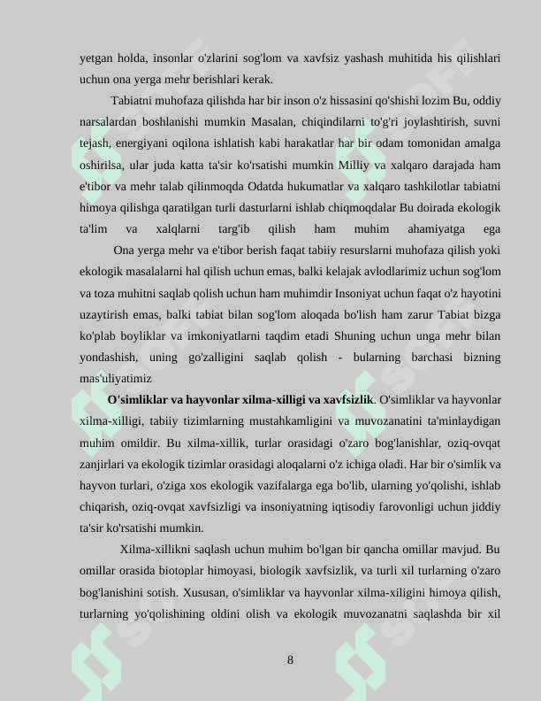 Hayot faoliyati xavfsizligining  tabiat bilan bog'liqligini tushuntiringHayot faoliyati xavfsizligining  tabiat bilan bog'liqligini tushuntiring 8