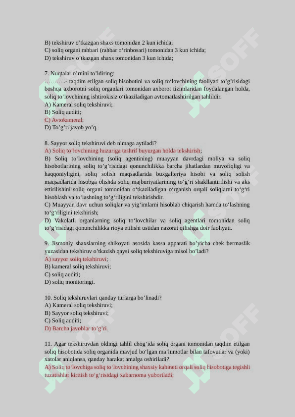 Soliq huquqi dan test 2