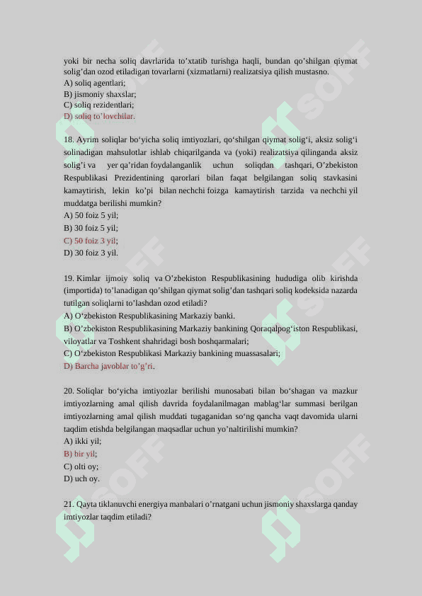 Soliq huquqi dan test 4