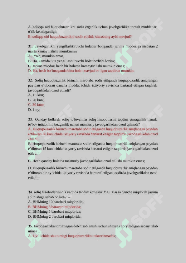 Soliq huquqi dan test 7
