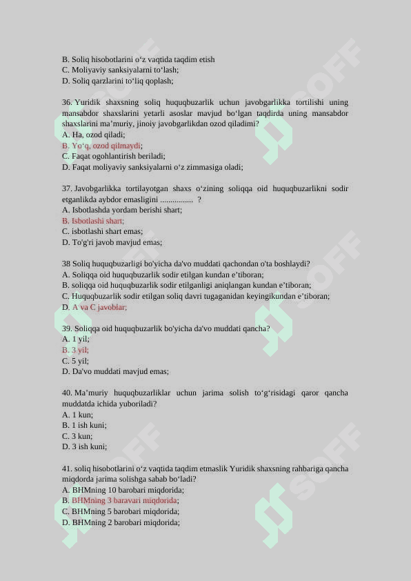 Soliq huquqi dan test 8