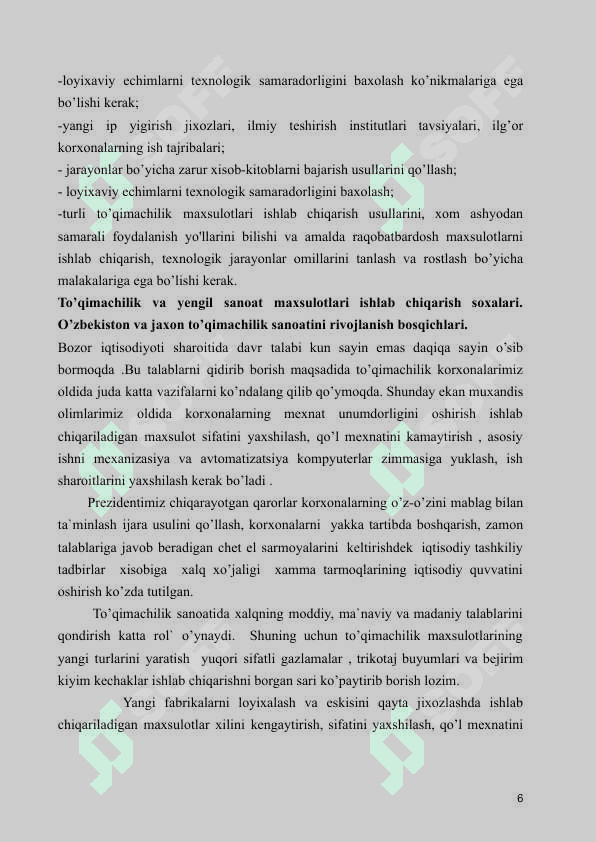 16,5 TEKS ARQOQ IPI ISHLAB CHIQARISH UCHUN SARALANMA TUZISH 6