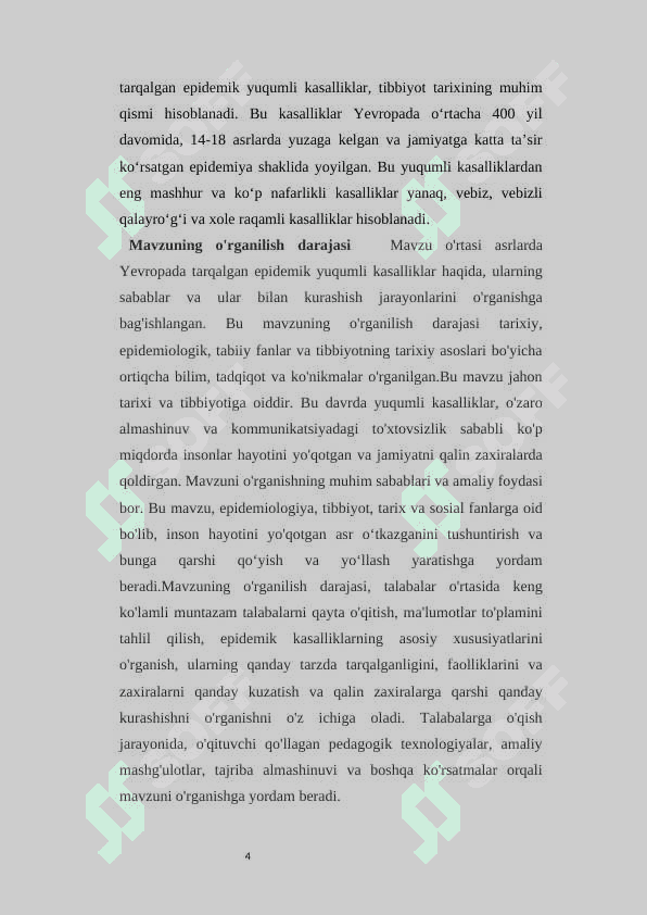Oʻrta asrlarda Yevropada tarqalgan  epidemik yuqumli kasalliklar 4