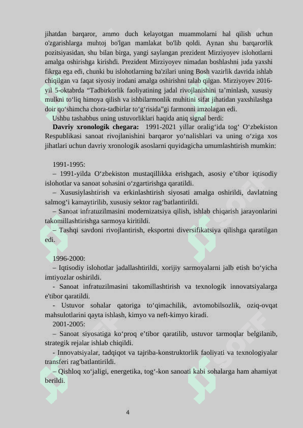 Oʻzbekiston respublikasi sanoatni rivojlantirishni ustuvor yoʻnalishlari va uning oʻziga xos jihatlari 3