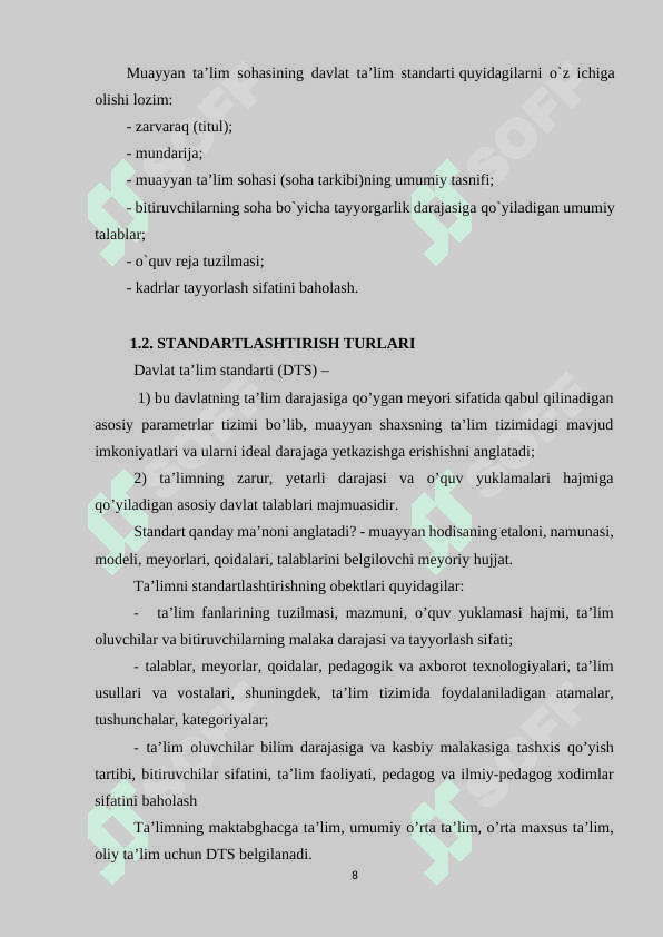 Ta’lim tizimidagi standartlar 8