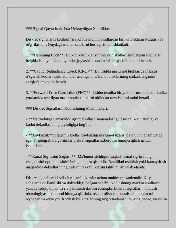 SIGNALLARNING DISKRET MODELLARI 3