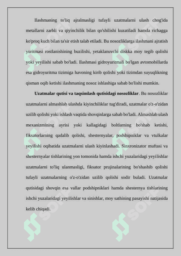 Transmissiyalar yuritish qismi boshqarish mexanizmi elementlari hamda kuzov kabina va shinalarni ta'mirlash 3