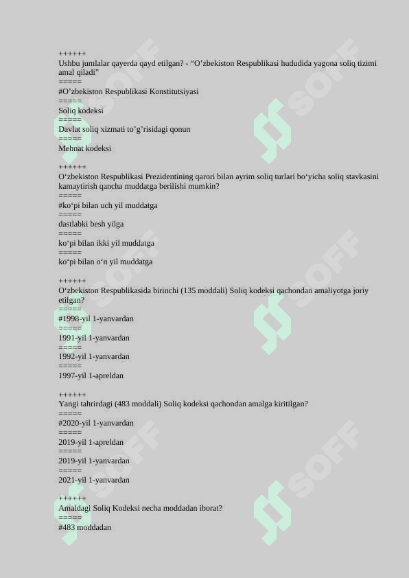"Soliqlar va soliqqa tortish" fanidan test 2025 javobi bilan 3