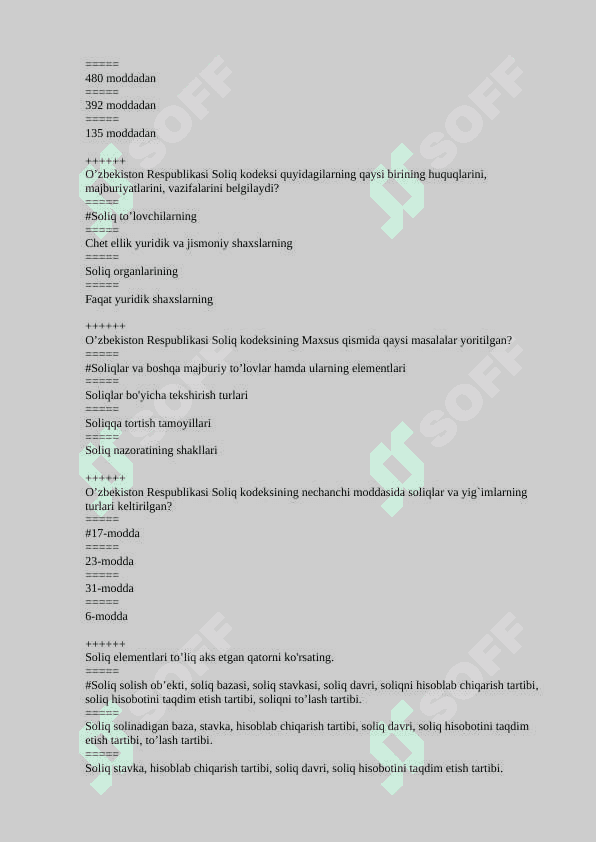 "Soliqlar va soliqqa tortish" fanidan test 2025 javobi bilan 4
