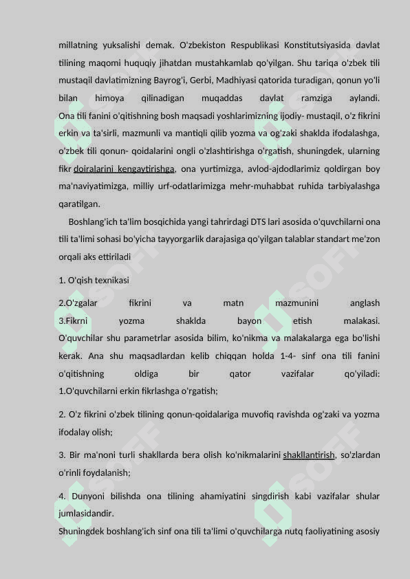 Boshlang’ich sinflarda ona tili darslariga qo’yiladigan talablar 7