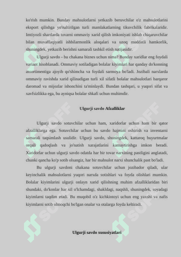 Ulgurji savdo 3