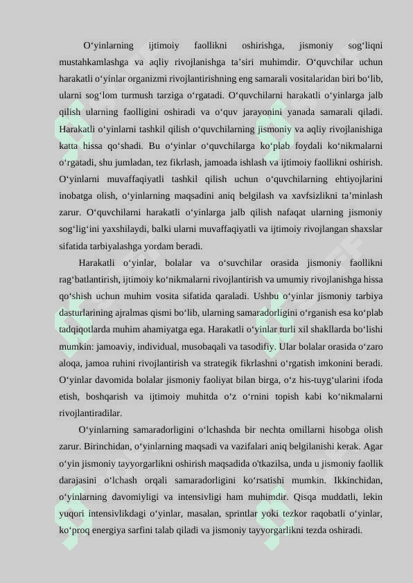 Umumta'lim maktab 9-11-sinf o'quvchilari bilan tashkil qilinadigan harakatli o'yinlarni tashkil qilish,tahlil qilish va o'rganish 4