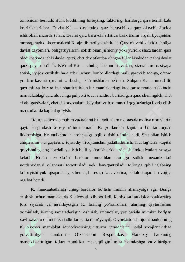 Kredit va uning hozirgi zamon shakllari 5
