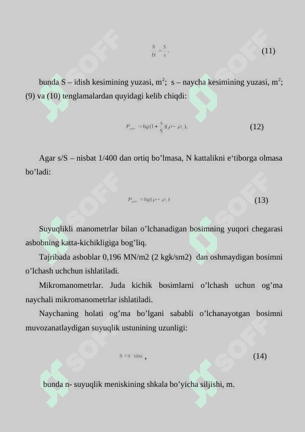 Bosim o’lchash asboblari. 7