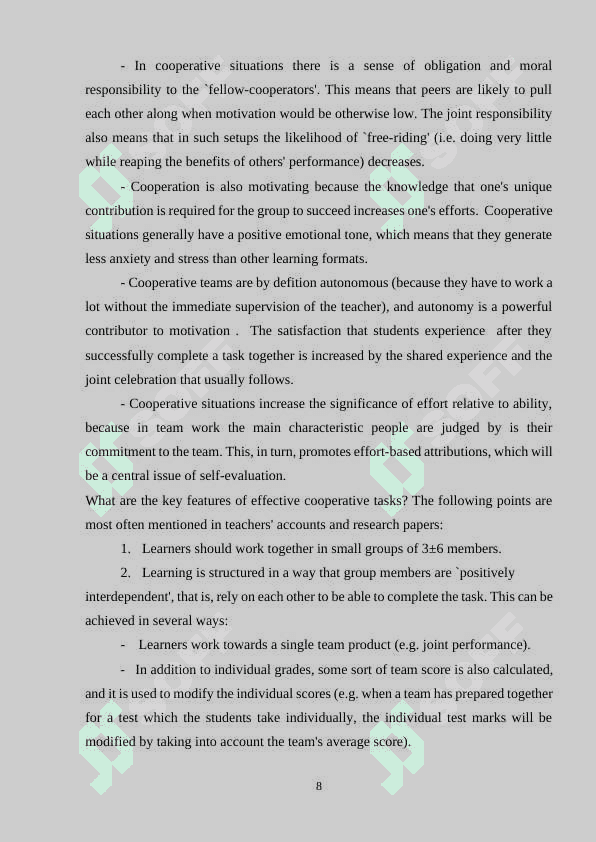 Developing cooperative learning in EFL 8