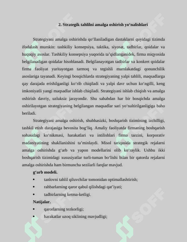 Strategik rejalashtirishning bosqichlari mavzusida tayyorlangan kurs ishi 3