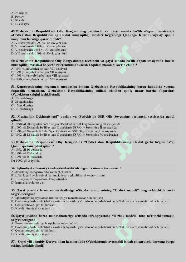 Iqtisodiyot test 6