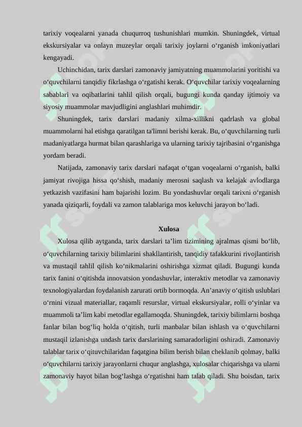 Tarix darslari va unga boʻlgan zamonaviy talablar. 4